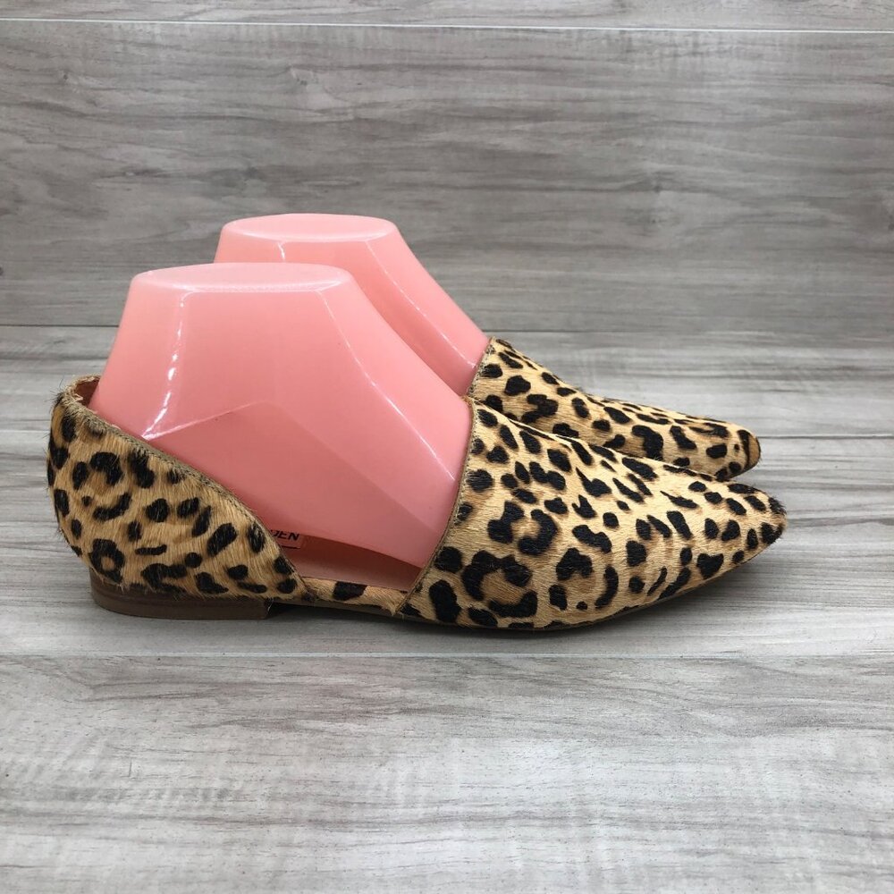 Steve Madden Flats Womens 7.5M Talent Leopard Print Calf Hair Slip On Shoes